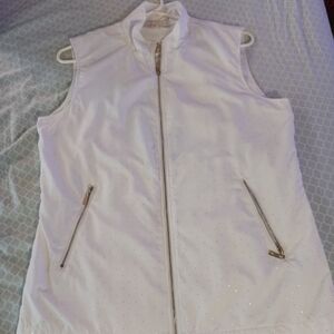 Monterey Club womens small golf tennis white with silver dots full zip vest